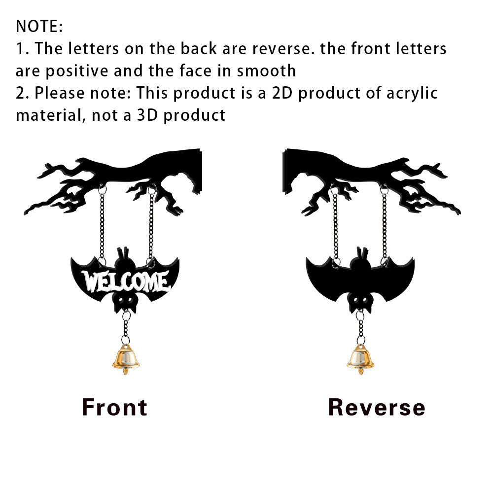 ⏰Last day Promotion 🔥-🦇 Halloween Acrylic Bat Hanging Sign –Festive Welcome Plaque
