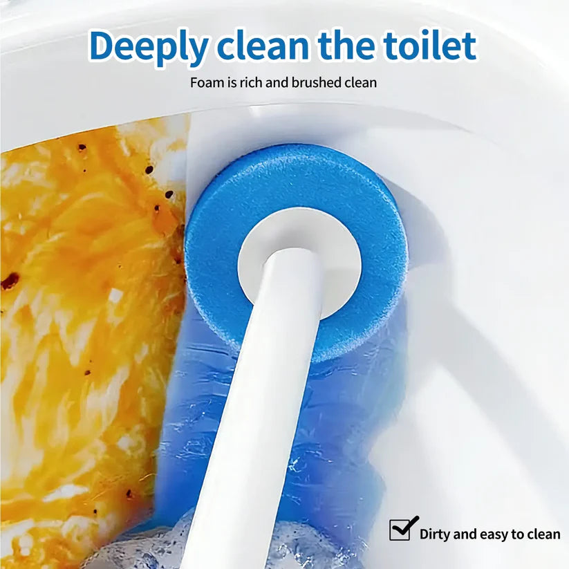 Disposable Toilet Brush Kit - 24 Refill Heads & Holder, Rotating No-Touch Deep Cleaner for Under-Rim & Corner, Bathroom Cleaning Tool for Home