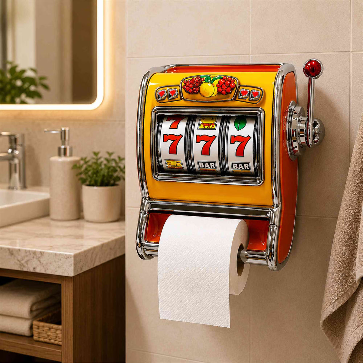 🎲 Last Day 50% OFF✨-🎰Retro Slot Machine Toilet Paper Holder for Fun & Quirky Bathroom Decor 🧻