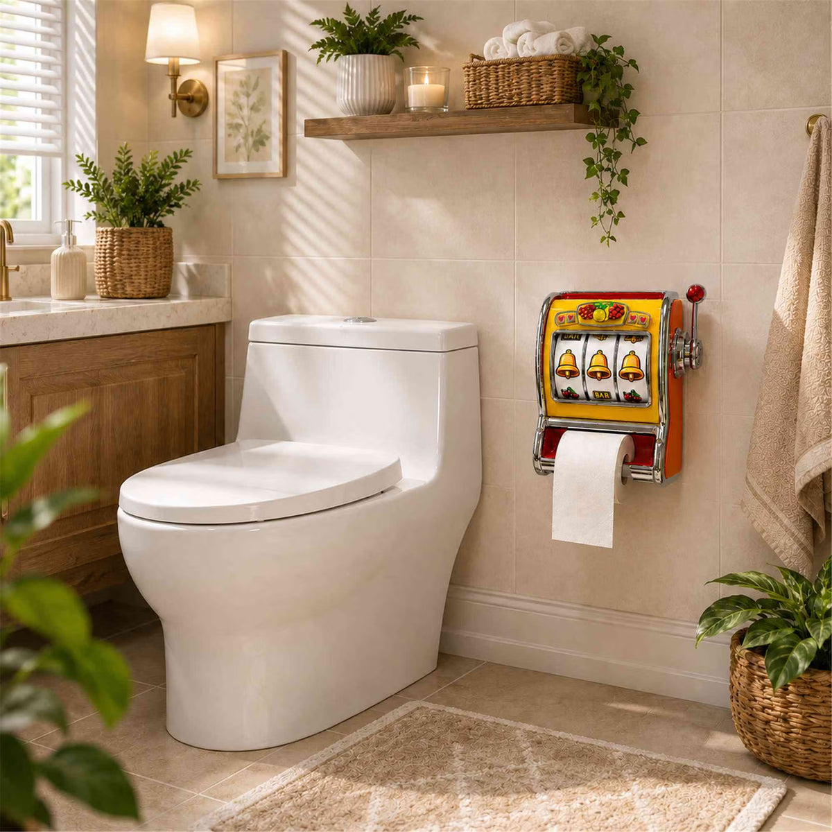 🎲 Last Day 50% OFF✨-🎰Retro Slot Machine Toilet Paper Holder for Fun & Quirky Bathroom Decor 🧻