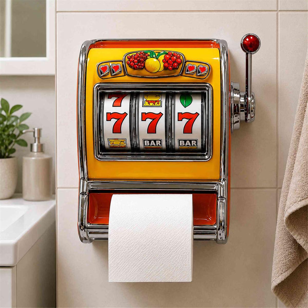 🎲 Last Day 50% OFF✨-🎰Retro Slot Machine Toilet Paper Holder for Fun & Quirky Bathroom Decor 🧻