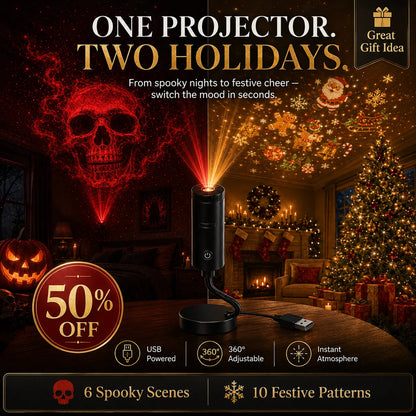 🔥 Last Day 50% OFF✨-🎄Plug & Play HD Holiday Projector for Easy Christmas & Halloween Decor 👻