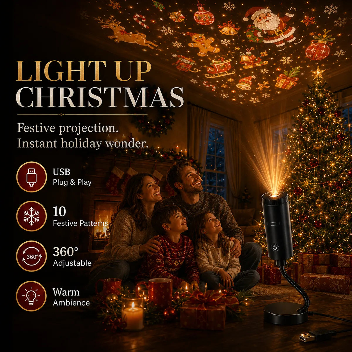 🔥 Last Day 50% OFF✨-🎄Plug & Play HD Holiday Projector for Easy Christmas & Halloween Decor 👻