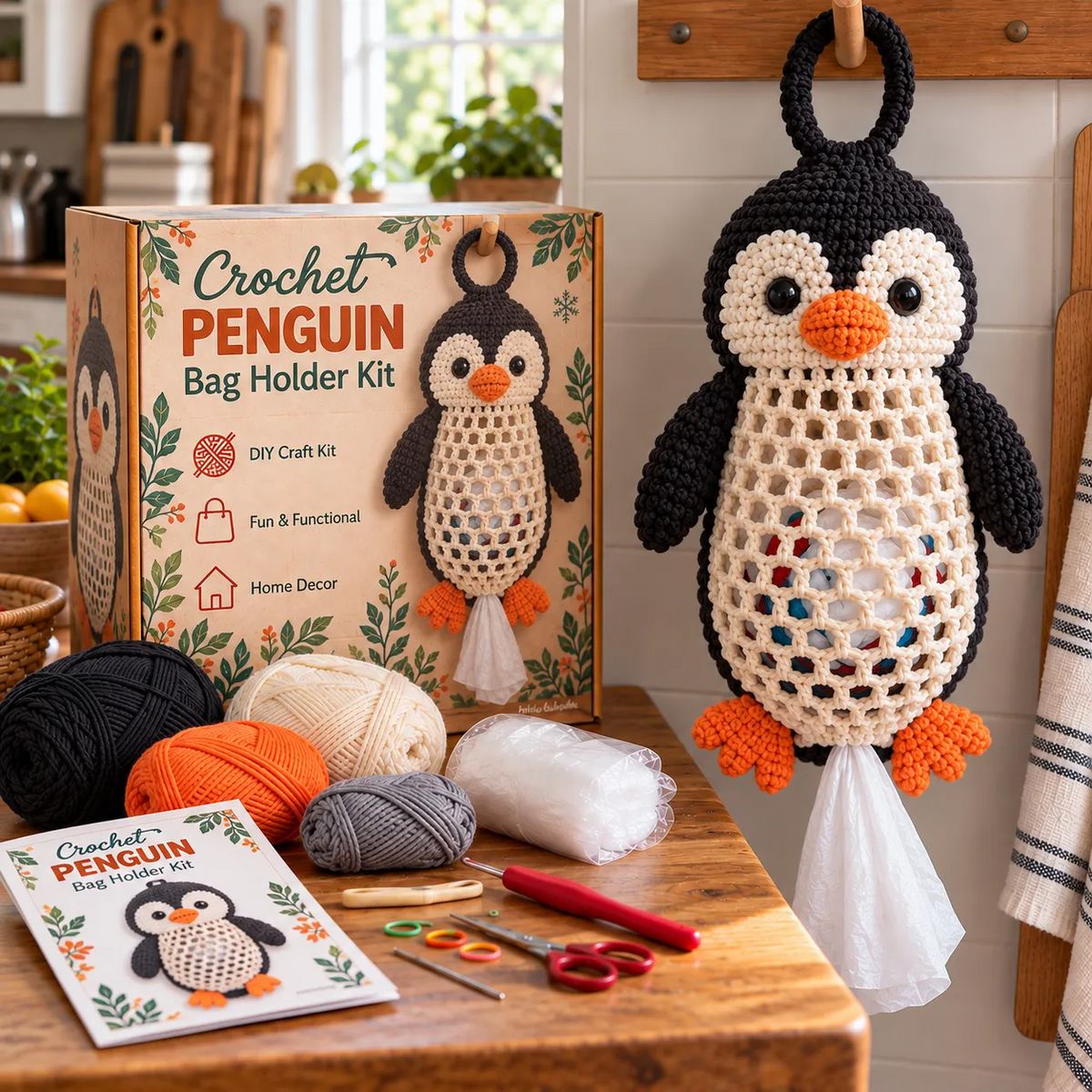 ⏰Last day Promotion 🔥-Crochet Animal Bag Holder DIY Kit – Cute & Functional Hanging Storage Craft Kit