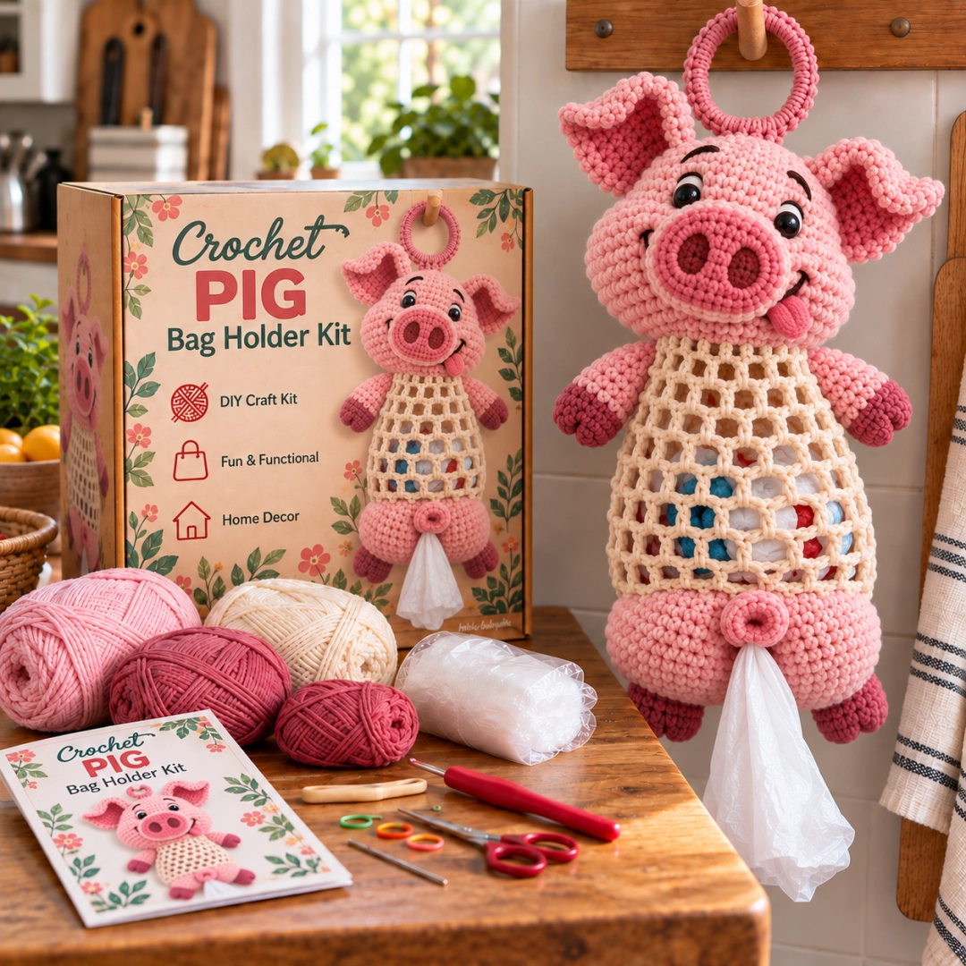 ⏰Last day Promotion 🔥-Crochet Animal Bag Holder DIY Kit – Cute & Functional Hanging Storage Craft Kit