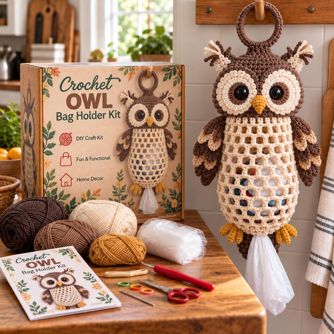 ⏰Last day Promotion 🔥-Crochet Animal Bag Holder DIY Kit – Cute & Functional Hanging Storage Craft Kit