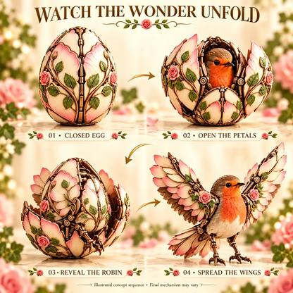 🌹🐦 Rosewing Robin – 2-in-1 Rose Egg to Mechanical Bird Transforming Figure