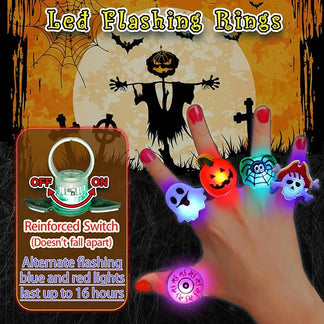 ⏰Last day Promotion 🔥-✨ LED Light Halloween Glowing Ring💍 | Flashing Light-Up Party Favor for Halloween Night 👻