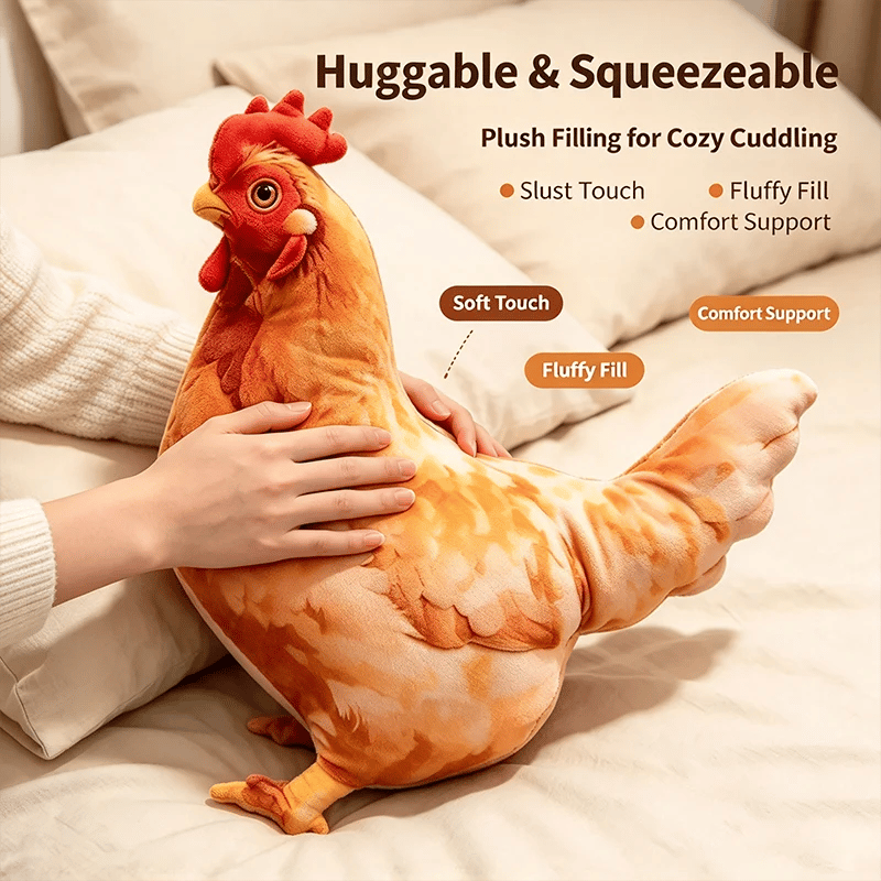 🐔Last day Promotion 🔥-☁️ Realistic Chicken Plush Pillow – Cute Cozy Farmhouse Decor Cushion 🏡