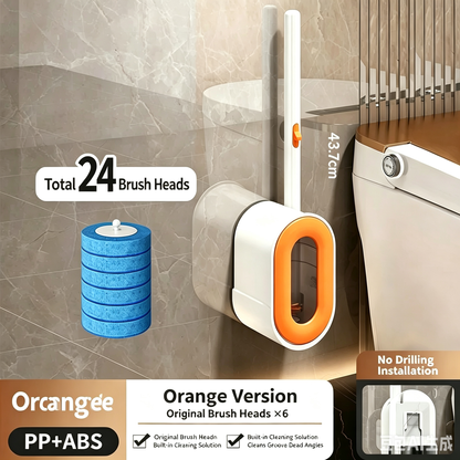 Disposable Toilet Brush Kit - 24 Refill Heads & Holder, Rotating No-Touch Deep Cleaner for Under-Rim & Corner, Bathroom Cleaning Tool for Home