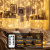✨ Remote Control LED Curtain Lights 8 Modes Star Fairy Lights with Timer for Home Decor