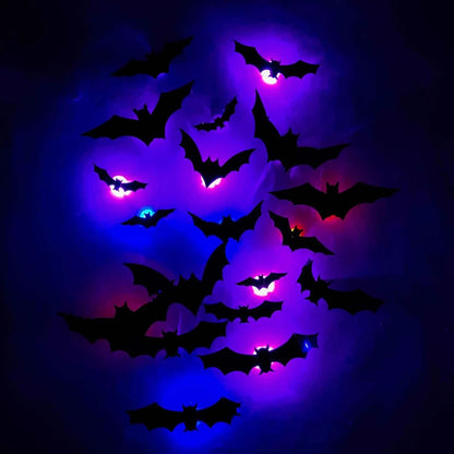 🦇 3D LED Flying Bats Halloween Wall Decor | 12-60PCS Realistic Bat Stickers with Lights