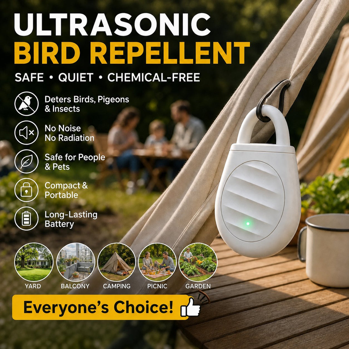 🔥 LAST CHANCE — 50% OFF! 🐦 Keep Unwanted Birds & Pests Away! Portable Ultrasonic Bird Repellent Keychain