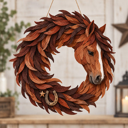 🔥 Last Day 50% OFF✨-🐴Rustic Horse Wreath for Charming Farmhouse Door Decor & Western Home Style 🤎