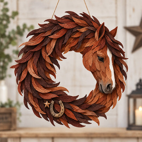 🔥 Last Day 50% OFF✨-🐴Rustic Horse Wreath for Charming Farmhouse Door Decor & Western Home Style 🤎