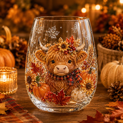 🔥 Last Day 50% OFF✨-🍂Autumn Harvest 3D Glass Cup Gift Set – 6 Festive Designs