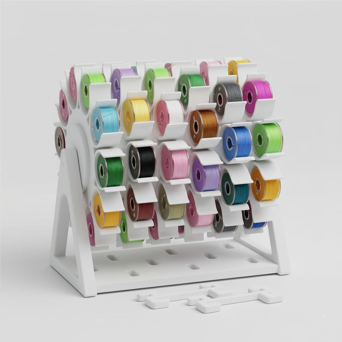 🧵360° Rotating Bobbin Organizer – Holds 60 A-Size Bobbins
