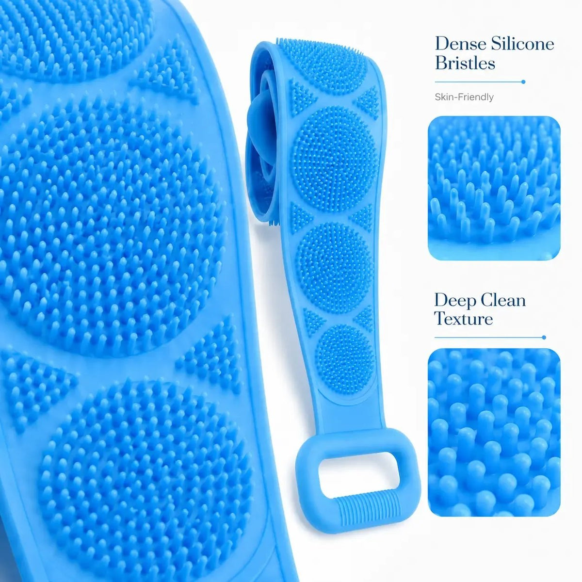 🔥LAST DAY 50% OFF - 🚿🛁 Silicone Shower Back Scrubber Belt – Double-Sided Exfoliating Shower Body Brush with Mesh Sponge for Deep Cleaning