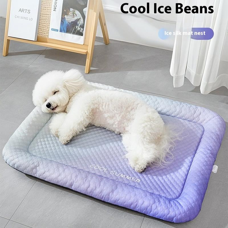 ⏰Last day Promotion 🔥-🐶 Ice Silk Pet Cooling Mat Keeps Dogs Cats Cool Relaxed All Summer ☀️❄️