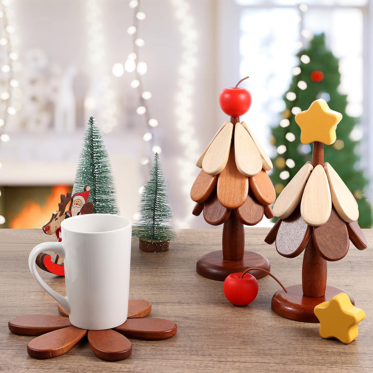 🍒Last day Promotion 🔥-🌲 Natural Wooden Tree Trivets for Protecting Tables from Hot Dishes  🍒