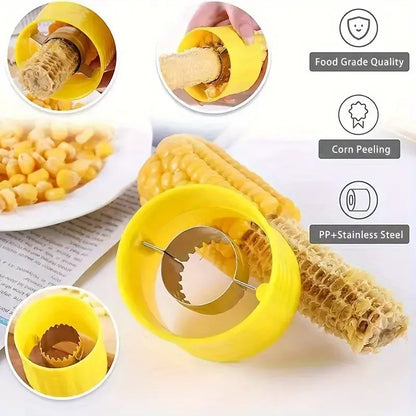 Stainless Steel Corn Kernel Stripper with Collection Cup, Handheld Corn Sheller for Quick Kitchen Prep