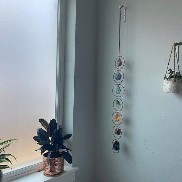 ✨ Raw Crystal 7 Chakra Gemstone Wall Decor – Natural Healing Crystal Hanging