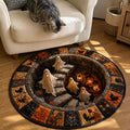 🔥3D Haunted Staircase Round Rug – Spooky Halloween Optical Illusion👻