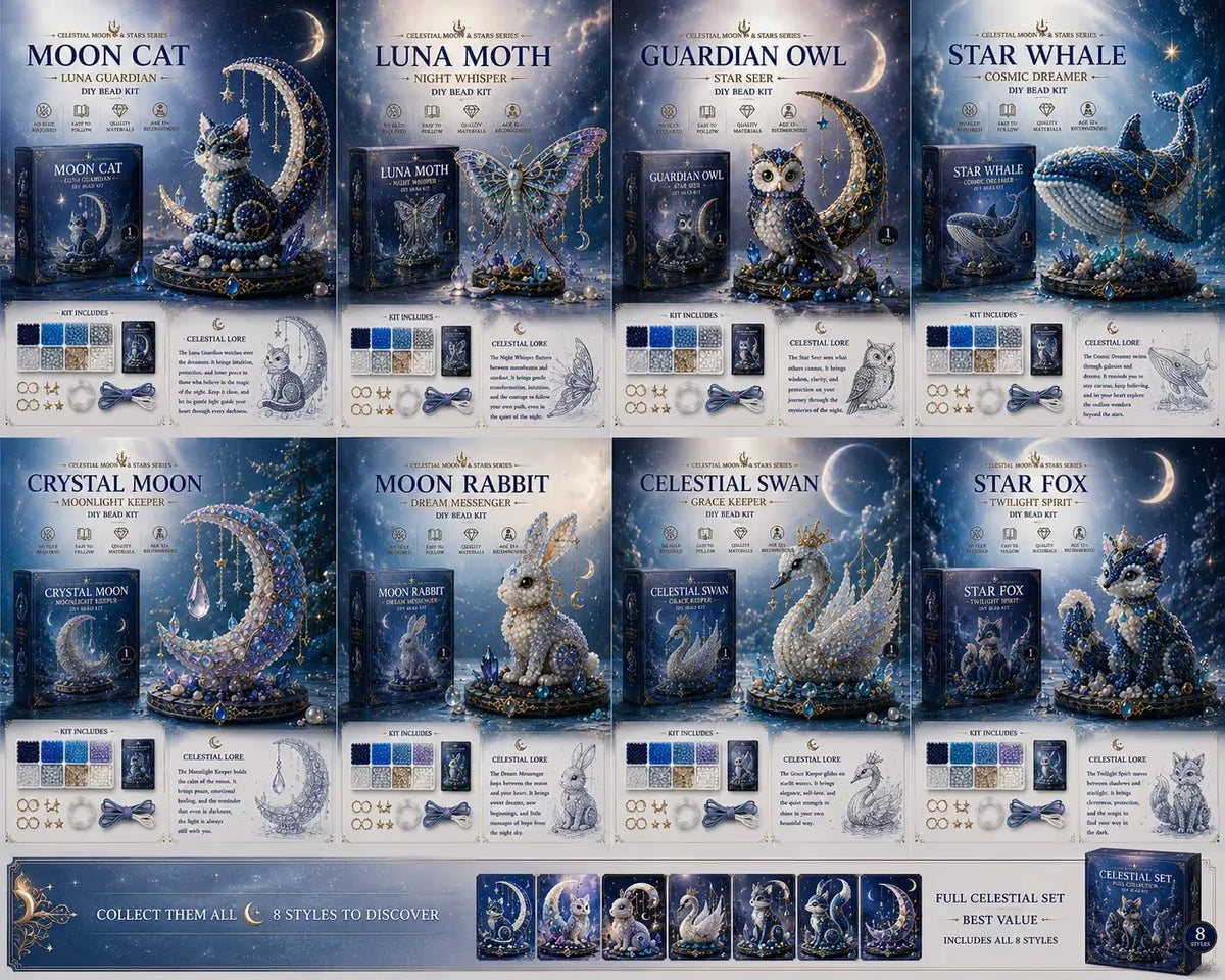 ⏰LAST DAY 50% OFF❤️ -🌙Moon Cat Luna Guardian DIY Bead Kit for Magical Celestial Crafting 🐈‍⬛
