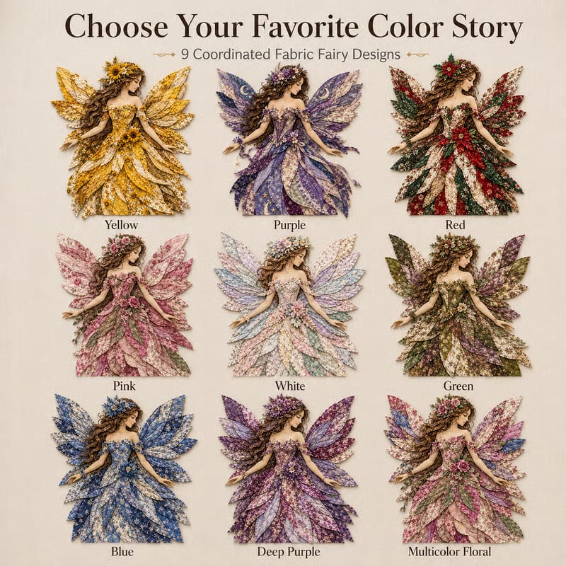 ⏰Last day Promotion 🔥-🧚Premium Fairy Patchwork DIY Kit for Whimsical Layered Fabric Art & Magical Floral Wall Decor 🌸