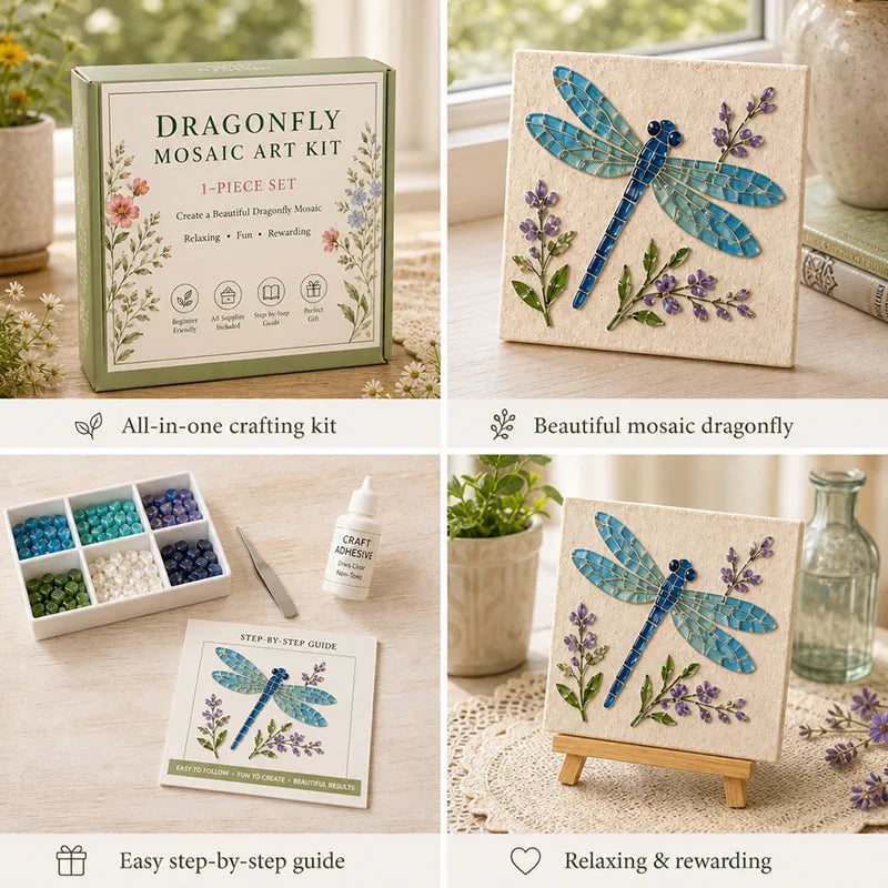 🌿Watering Can Mosaic Art Kit | Beginner-Friendly Floral DIY Craft with Vibrant Mosaic Beads & Sturdy Display Base✨