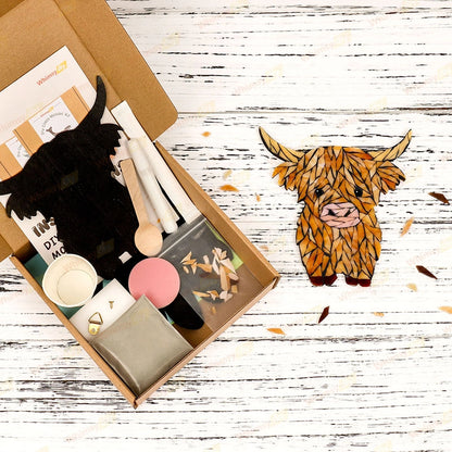 Whimsy DIY Highland Cow Glass Mosaic Kit Puzzles