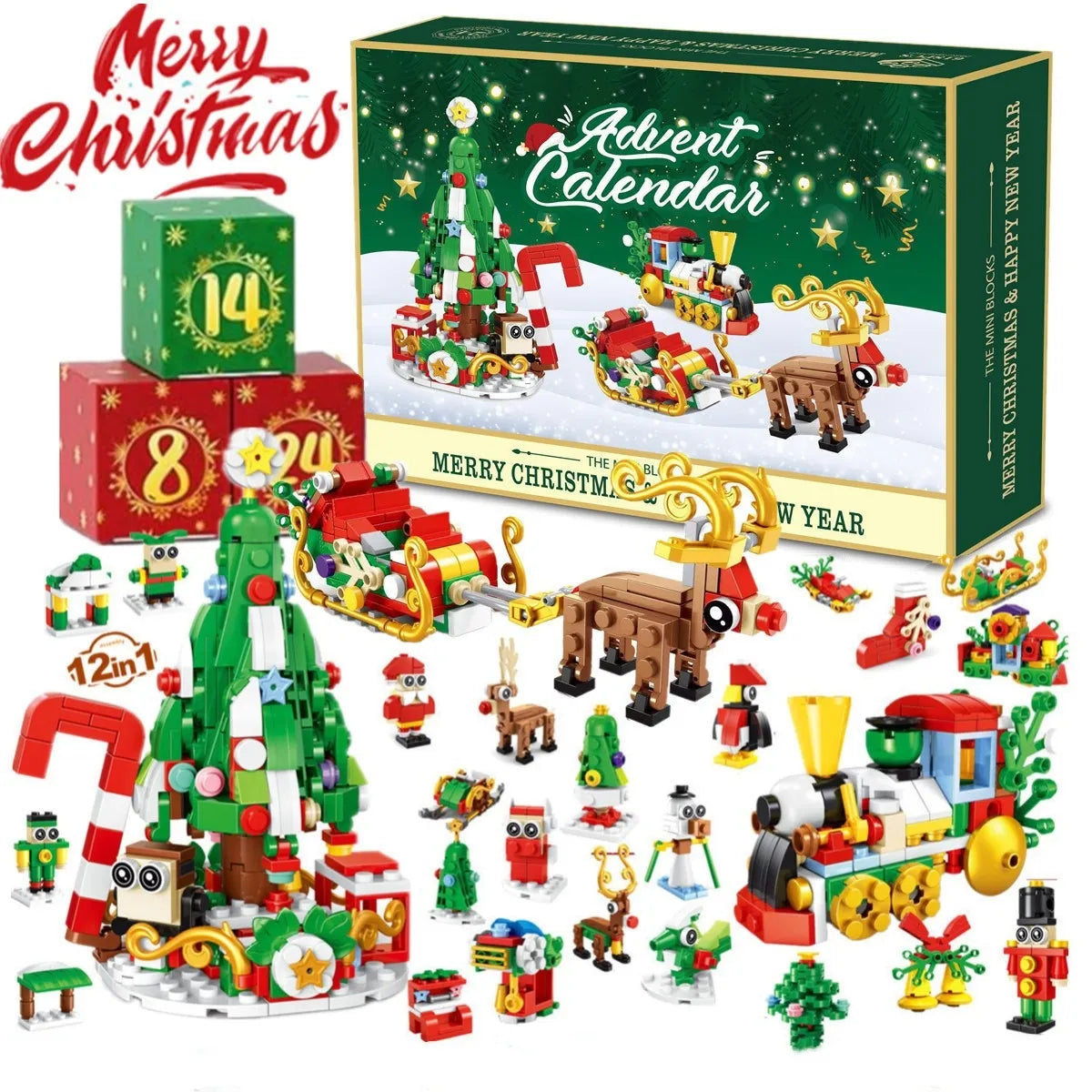 ⏰Last day Promotion 🔥-🎄 DIY Christmas Countdown Building Block Set with Daily Surprise Blind Boxes 🎁