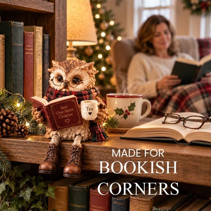🍂 Holiday Celebration 50% OFF ✨-🦉Heartwarming Reading Owl Figurine for Cozy Book Lover Decor 📚