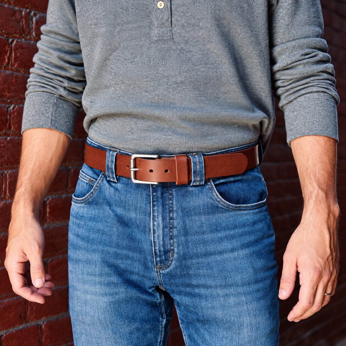 🔥 Last Day 50% OFF✨-🔥 Handmade Full-Grain Buffalo Leather Belt – Built to Last
