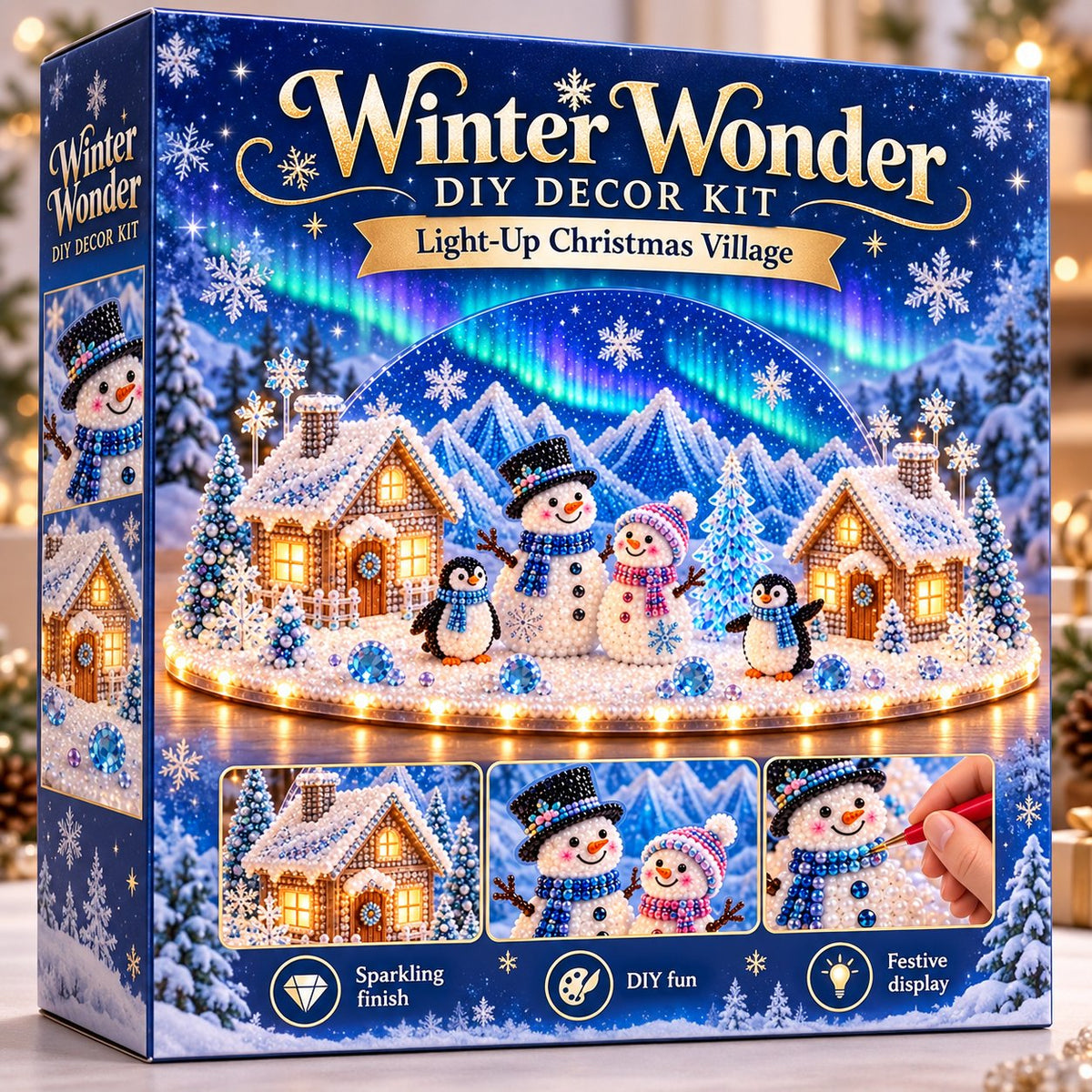 Winter Wonder DIY Decor Kit, Light-Up 3D Christmas Village Gem Art☃️🏠