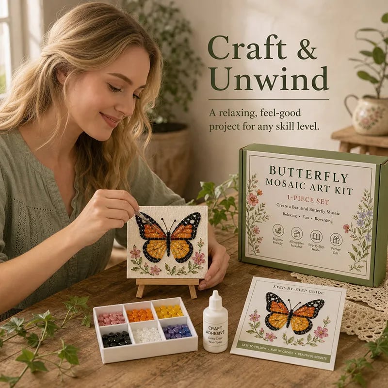 🌿Watering Can Mosaic Art Kit | Beginner-Friendly Floral DIY Craft with Vibrant Mosaic Beads & Sturdy Display Base✨