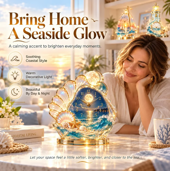 🌊50% OFF !! ⏰ - 🕰️ Coastal Crystal Clock for Ocean-Inspired Decor 🐚