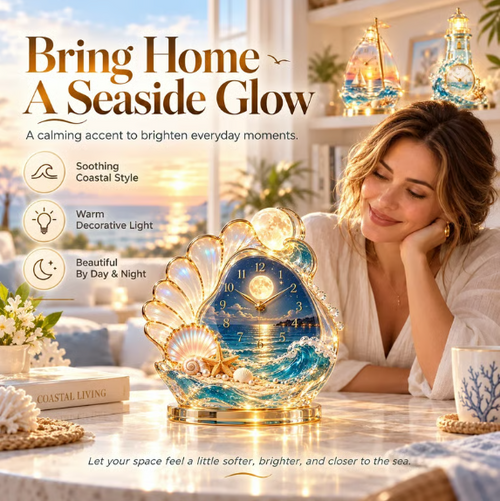🌊50% OFF !! ⏰ - 🕰️ Coastal Crystal Clock for Ocean-Inspired Decor 🐚
