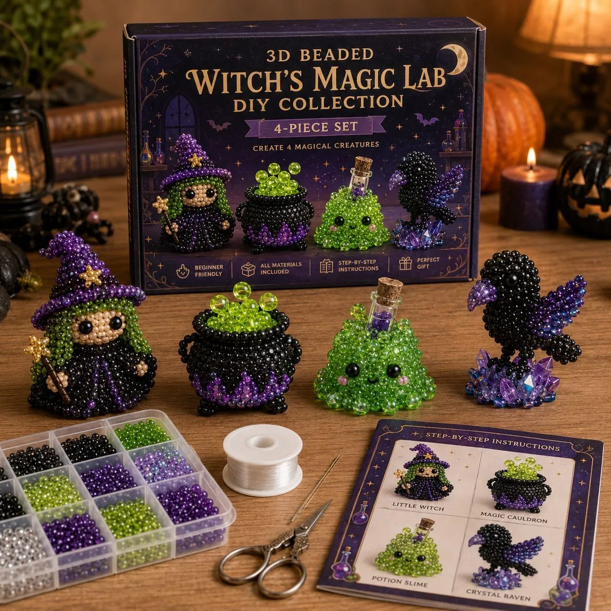⏰Last day Promotion 🔥-Halloween 3D Beaded Character Kit – 🎃Handmade Spooky Party Decorations