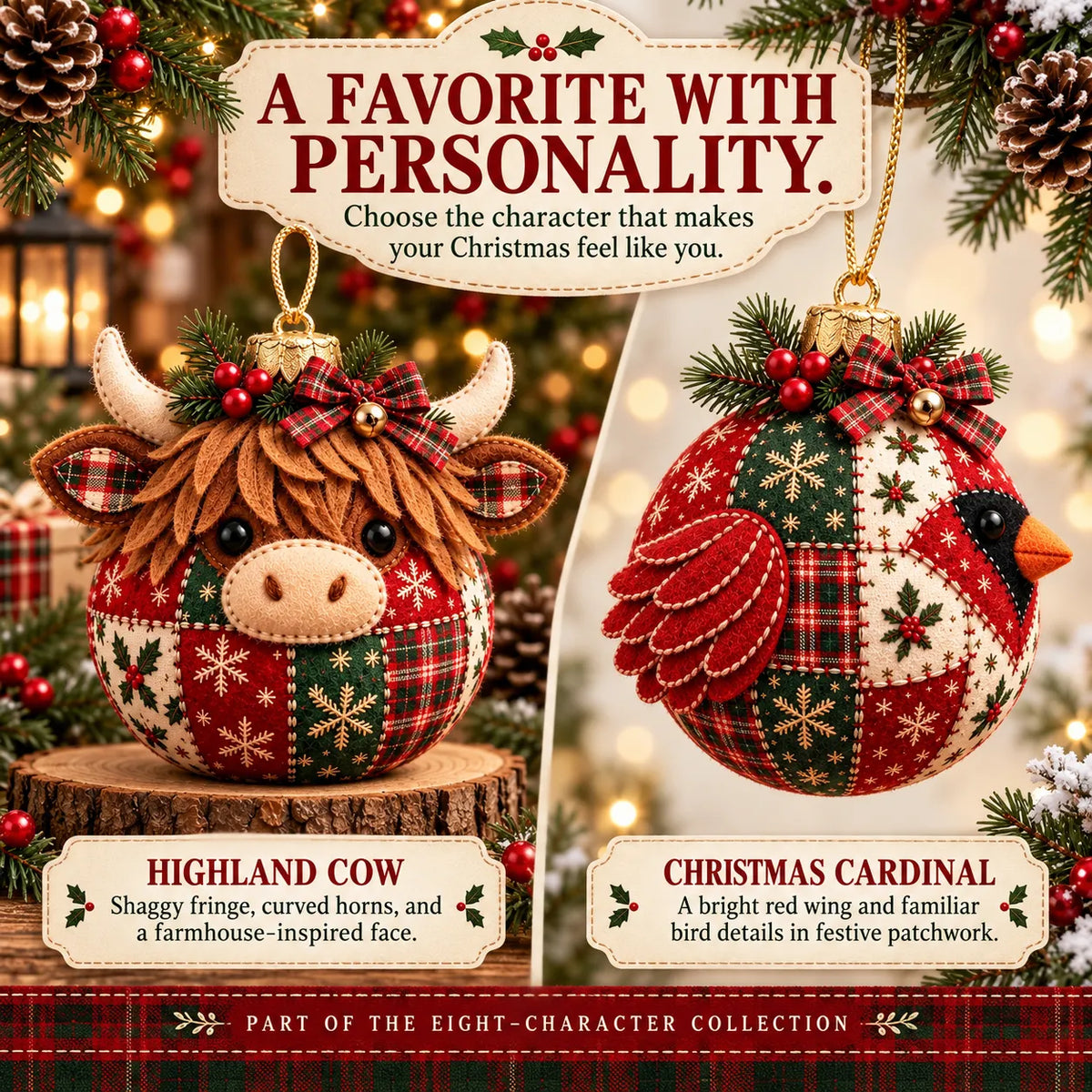 🎄 50% OFF – DIY Patchwork Christmas Ornament Kit – Cozy Handmade Holiday Decor ✨