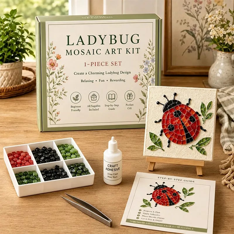 🌿Watering Can Mosaic Art Kit | Beginner-Friendly Floral DIY Craft with Vibrant Mosaic Beads & Sturdy Display Base✨