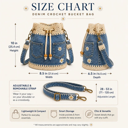 ✨👜Handmade Denim Crochet Bucket Bag