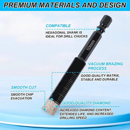 ⏰Last day Promotion 🔥-🔧 6PCS Diamond Drill Bit Set for Clean & Precise Tile, Glass & Granite Drilling 💎