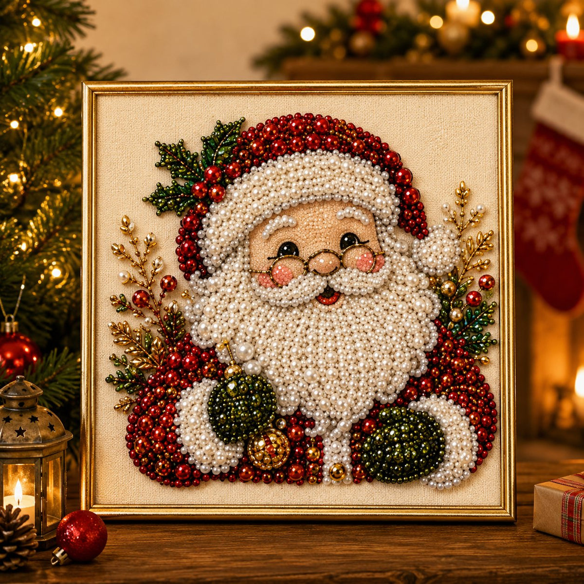 DIY Christmas Pearl Diamond Painting Art Kit With Frame Relaxing & Beginner-Friendly