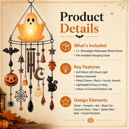 🔥Last day Promotion ✨-👻 Haunted Glow Ghost Wind Chime Adds Spooky Charm to Your Garden & Porch 🎃✨