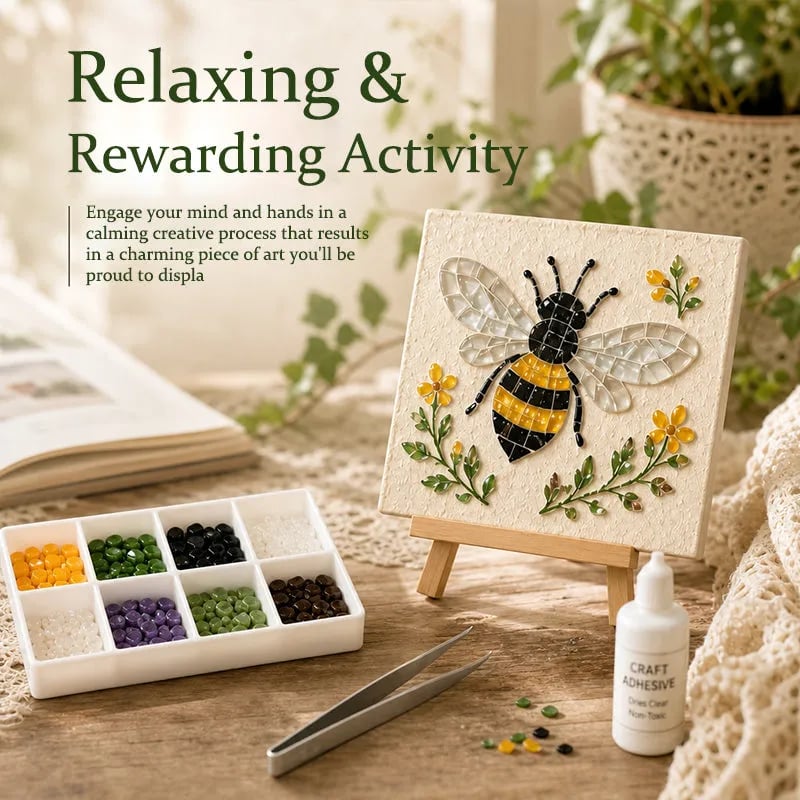 🌿Watering Can Mosaic Art Kit | Beginner-Friendly Floral DIY Craft with Vibrant Mosaic Beads & Sturdy Display Base✨