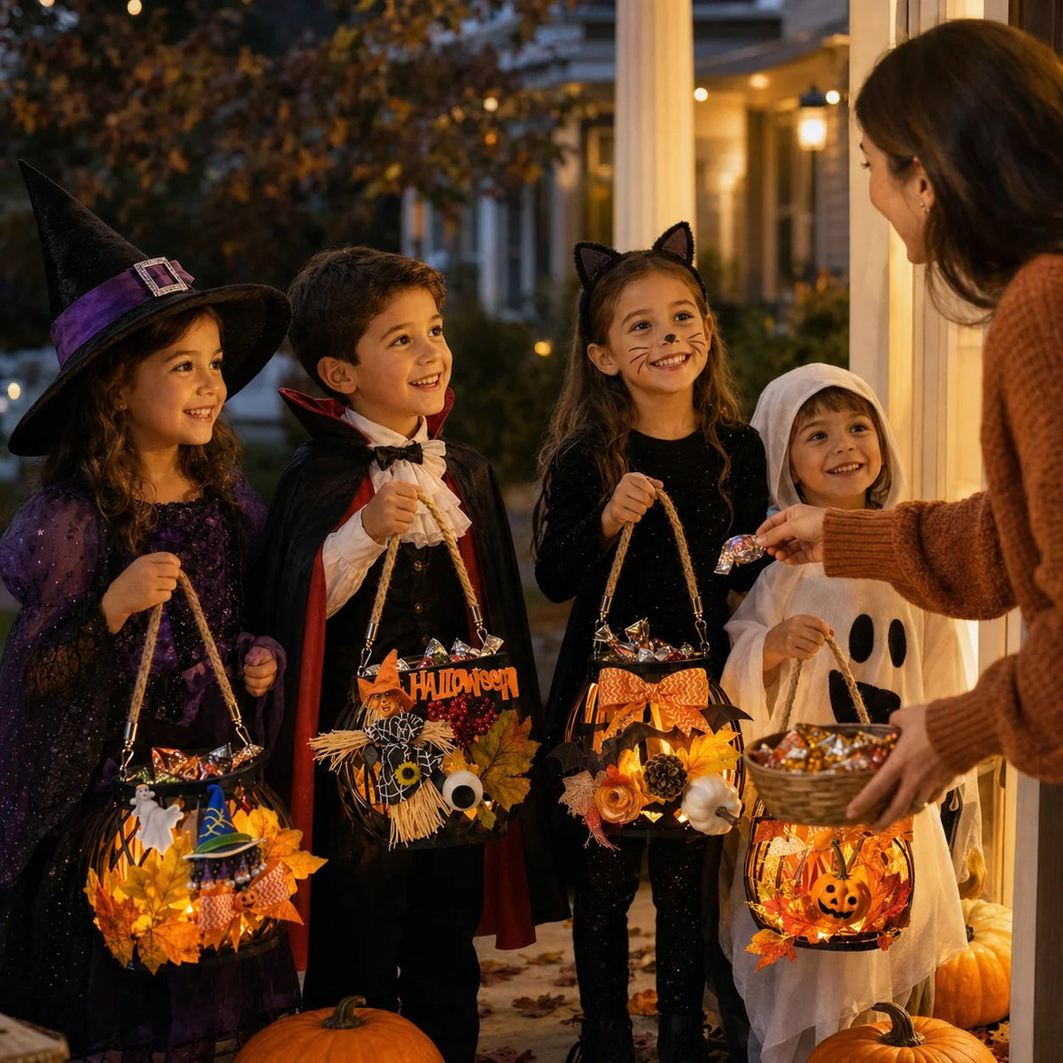 ⏰Last day Promotion 🔥-🎃 DIY Light-Up Halloween Trick-or-Treat Basket Kit for a Fun & Spooky Night ✨