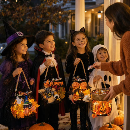 ⏰Last day Promotion 🔥-🎃 DIY Light-Up Halloween Trick-or-Treat Basket Kit for a Fun & Spooky Night ✨
