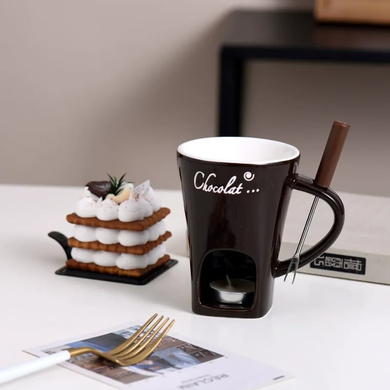 ☕ Last Day 50% OFF🕯️-🍫Handmade Chocolate Melting Mug for Cozy DIY Fondue & Sweet Holiday Treats 🎄