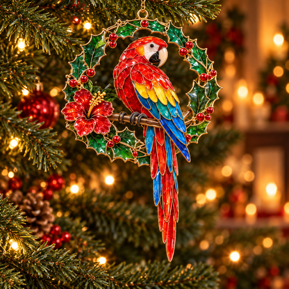🦜 Holiday Celebration 50% OFF ✨-Colorful Tropical Parrot Christmas Ornaments Set of 6 🌴